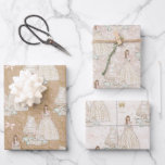 Bride Wedding Cake Gold Glitter  Wrapping Paper Sheet<br><div class="desc">Beautiful paper for wedding gift giving.  A white and gold bridal pattern with glitter gold</div>