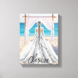 Bride Wedding Day Beach Wedding Fancy Gown Bridal Canvas Print