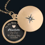 Bride Wedding Day Keepsake Gift Personalized Gold Plated Necklace<br><div class="desc">A lovely keepsake gift for your future wife to be on your wedding day and easy to customize at no extra cost.</div>