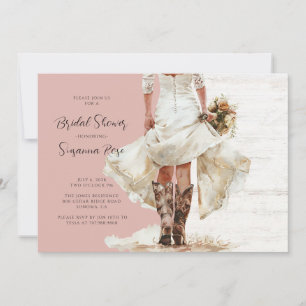 Bride Wedding Dress Cowgirl Boots Bridal Shower Invitation