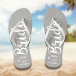 Bride Wedding Favour Custom Name Monogram Grey Flip Flops<br><div class="desc">Surprise the Bride with these fun flip flops - personalize with her name or monogram and wedding date. The background colour can easily be changed to match the wedding colours. Makes a perfect pre-wedding or wedding favour/gift - something she can wear during the wedding or on the dance floor. Modern...</div>