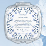 Bride Wedding Gift Something Blue Floral Scripture Compact Mirror<br><div class="desc">Add a touch of elegance to your special day with this modern and stylish compact mirror featuring a beautiful blue floral wreath on a pristine white background. This keepsake mirror can be customized with a heartfelt message from Mom or a loved one, making it a perfect wedding gift for the...</div>
