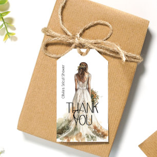 Bride Wedding Gown Bridal Shower Thank You Gift Tags