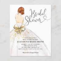 Bride Wedding Gown Budget Bridal Shower Invitation
