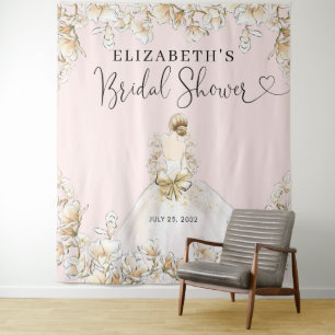 Bride Wedding Gown Floral Blush Pink Bridal Shower Tapestry