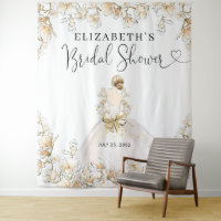 Bride Wedding Gown Floral Script Bridal Shower
