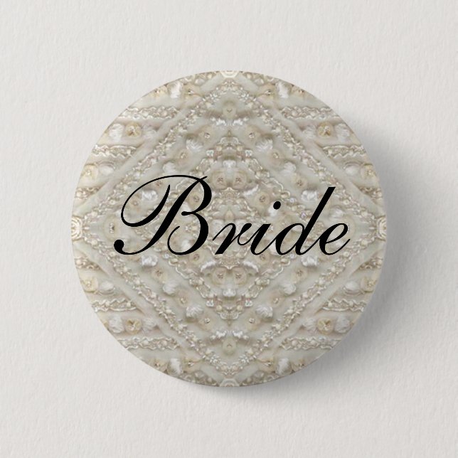 Bride Wedding  lace antique 2 Inch Round Button (Front)