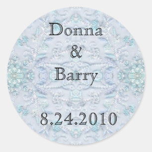 Bride Wedding  lace pale blue Classic Round Sticker