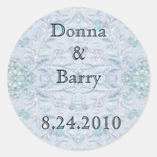 Bride Wedding lace pale blue Classic Round Sticker