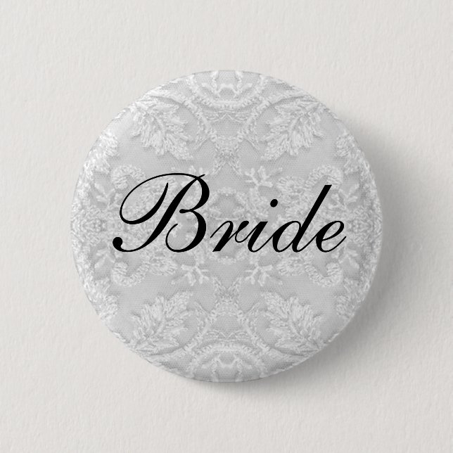 Bride Wedding lace white 2 Inch Round Button (Front)