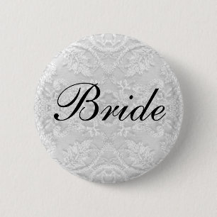 Bride Wedding lace white 2 Inch Round Button