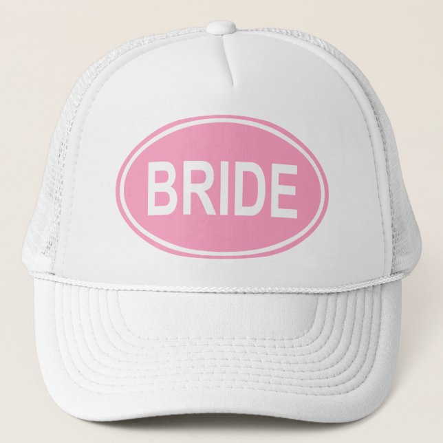 Bride Wedding Oval Pink Trucker Hat (Front)