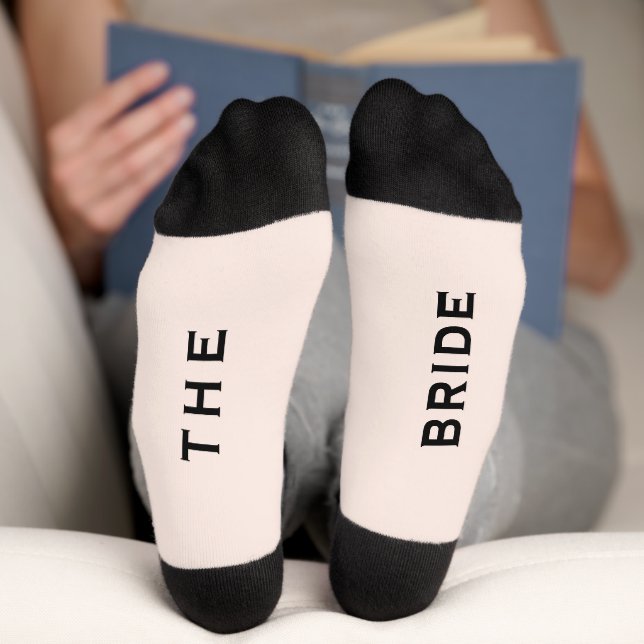 Bride Wedding Party Pink and Black Socks (Bottom)