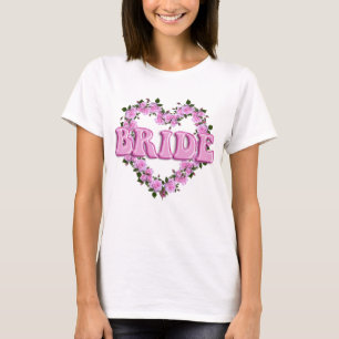 Bride Wedding Pink Heart Roses T-Shirt