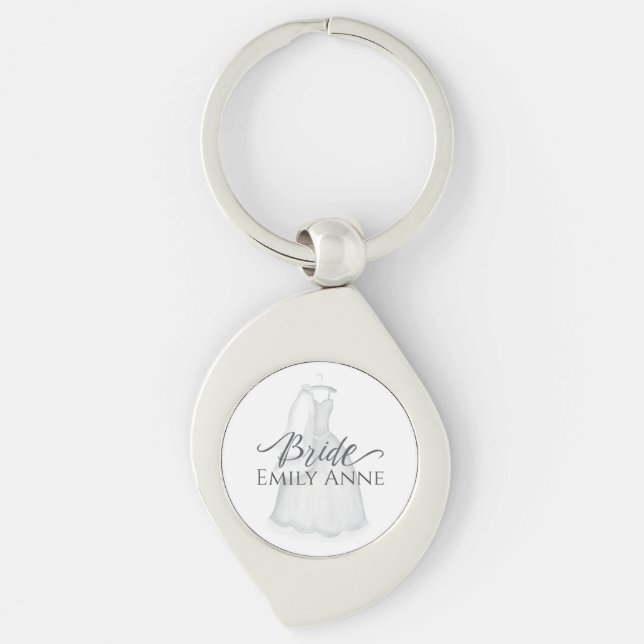 Bride Wedding Pretty Personalized Custom Vintage Keychain (Front)