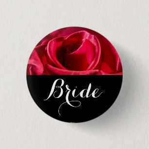 Bride Wedding Red Roses 1 Inch Round Button
