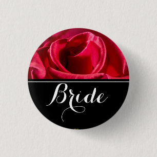 Bride Wedding Red Roses 1 Inch Round Button