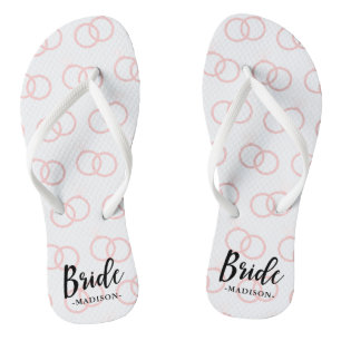 Bride Wedding Ring Pattern and Name Flip Flops