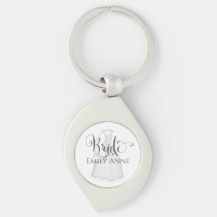 Bride Wedding Vintage Dress Favour Personalized Keychain