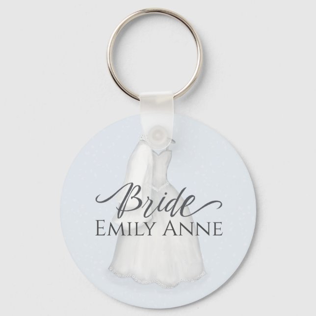 Bride Wedding Vintage Dress Personalized Favour Keychain (Front)