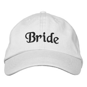 Bride White Embroidered Hat : Black Embroidery