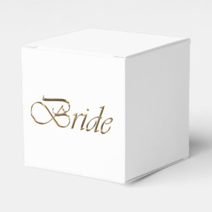 Bride white gold script calligraphy elegant chic favor box