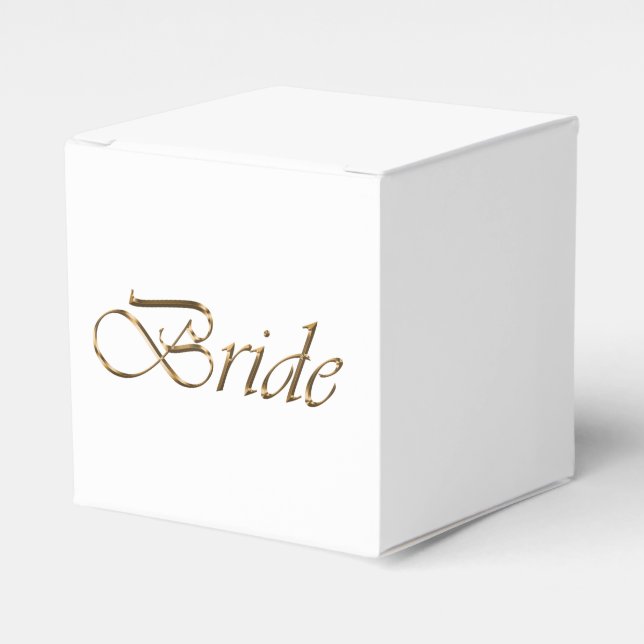 Bride white gold script calligraphy elegant chic favor box (Front Side)