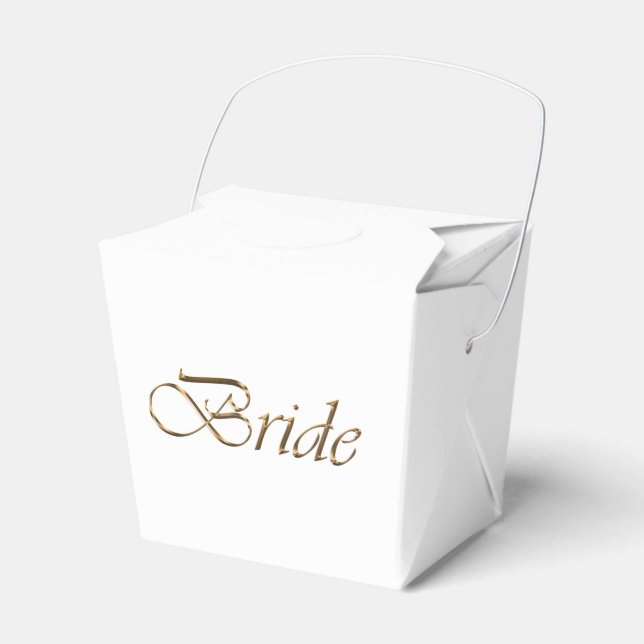 Bride white & gold script calligraphy elegant chic favor box (Front Side)