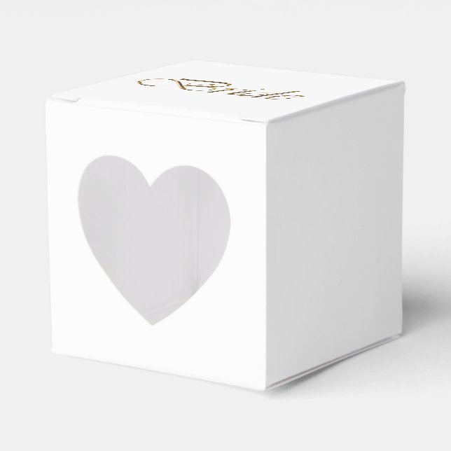 Bride white gold script calligraphy elegant cute favor box (Front Side)