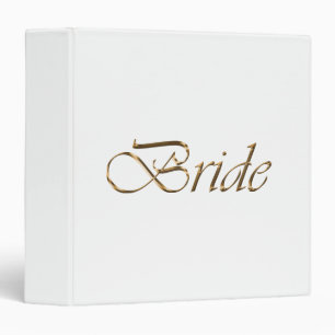 Bride white gold script elegant wedding planner binder