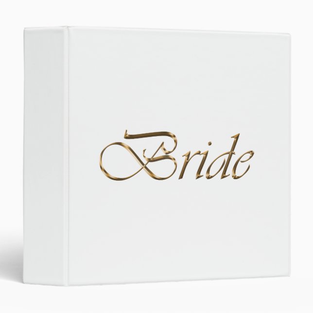 Bride white gold script elegant wedding planner binder (Front/Spine)