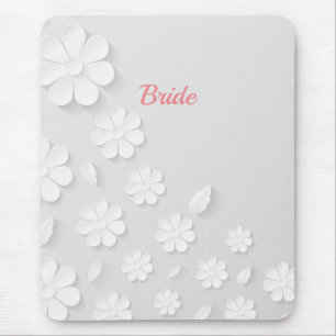 Bride, white on white floral pattern. mouse pad