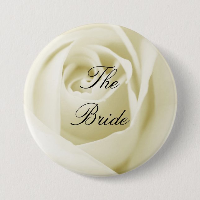 Bride (White Rose) 3 Inch Round Button (Front)