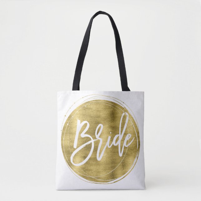 Bride White Wedding Bag With Golden Foil (Front)
