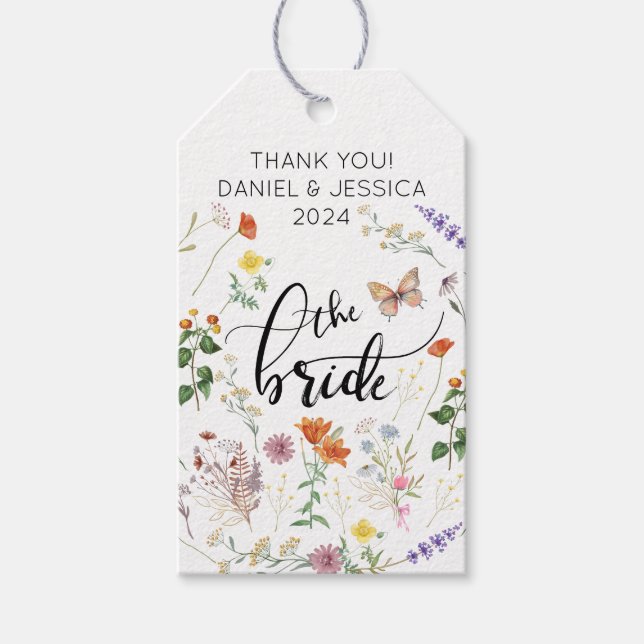 Bride Wild Flower Vintage Wedding Gift Tag (Front)