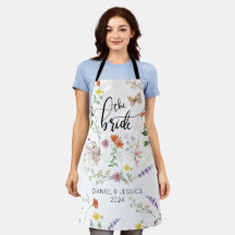 Bride Wild Flowers Vintage All-Over Print Apron