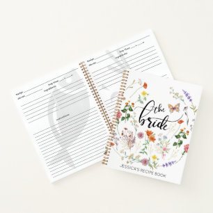 Bride Wild Flowers Vintage Name Recipe Notebook