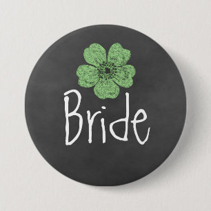 Bride Wild Green Roses Chalkboard 3 Inch Round Button