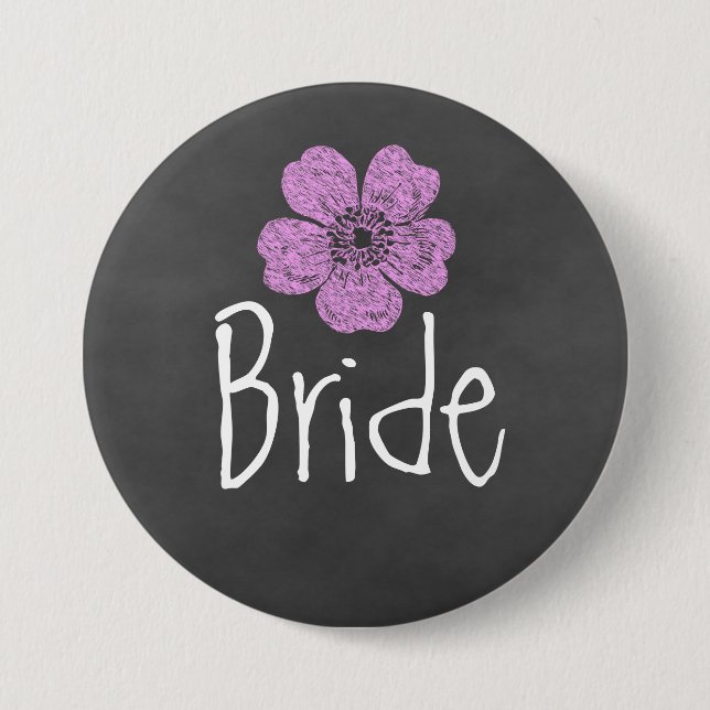 Bride Wild Pink Roses Chalkboard 3 Inch Round Button (Front)