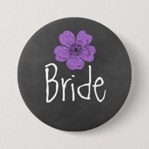 Bride Wild Purple Roses Chalkboard 3 Inch Round Button