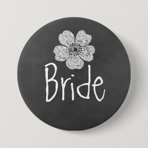 Bride Wild White Roses Chalkboard 3 Inch Round Button