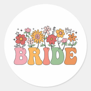 Bride Wildflower Floral Bridal Party Wedding Bache Classic Round Sticker