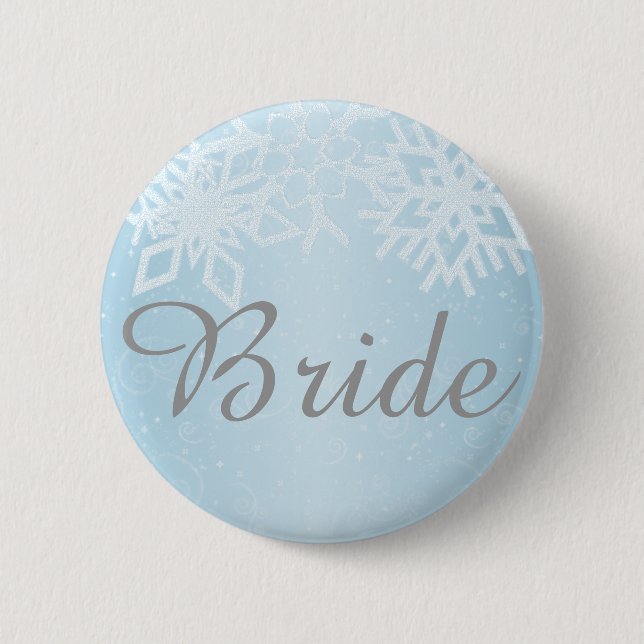 Bride Winter Snowflakes 2 Inch Round Button (Front)