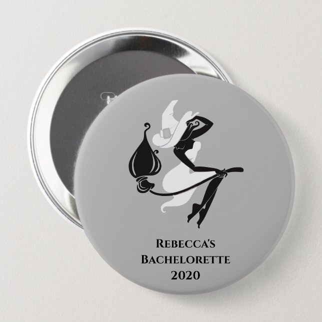 Bride Witch  Halloween Cocktail Bachelorette 4 Inch Round Button (Front & Back)
