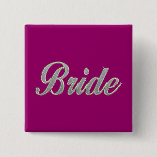 Bride with bling 2 inch square button