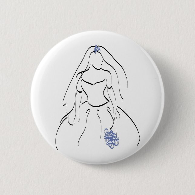 Bride With Blue Flowers 2 Inch Round Button (Front)