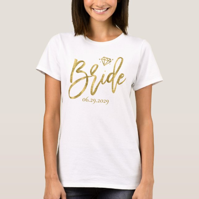 Bride With Diamond Bachelorette Party T-Shirt (Front)