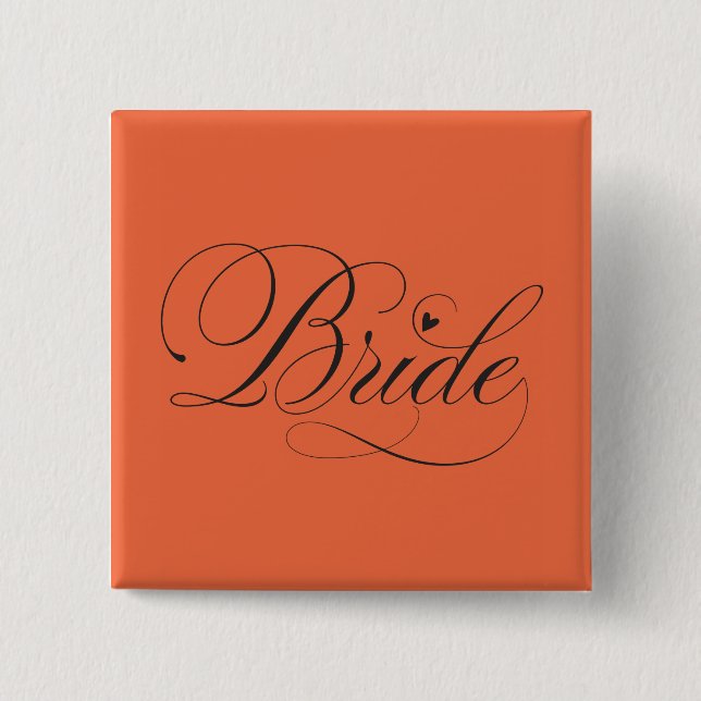 Bride with heart 2 inch square button (Front)