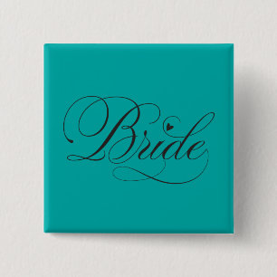 Bride with heart 2 inch square button