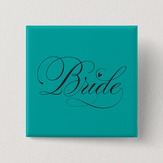 Bride with heart 2 inch square button (Front)